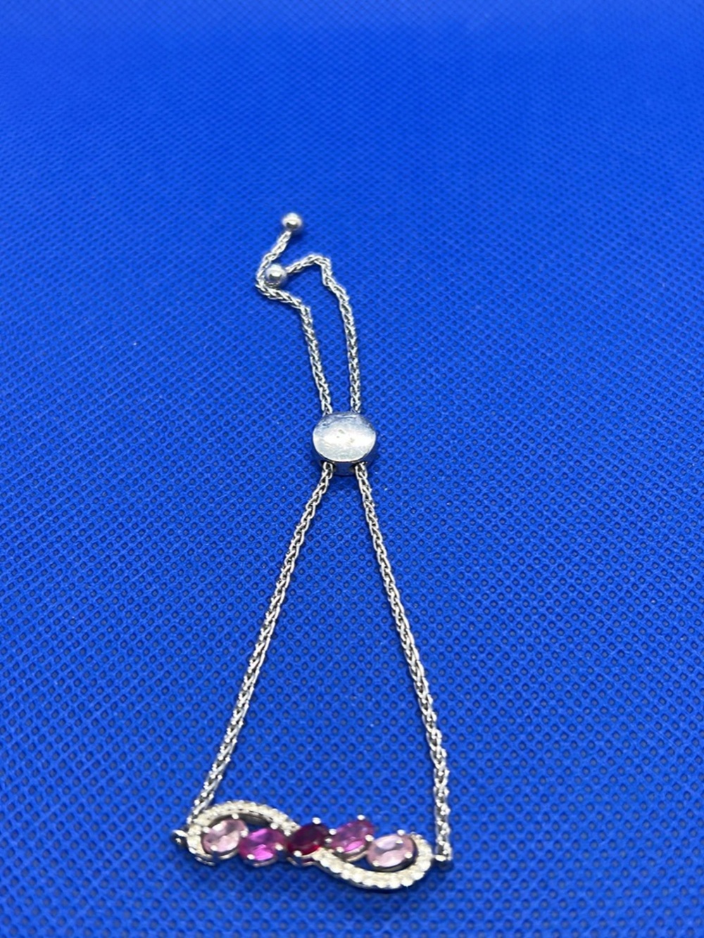 Silver Bracelet with Pink Gem Accents - Picture 3 of 3